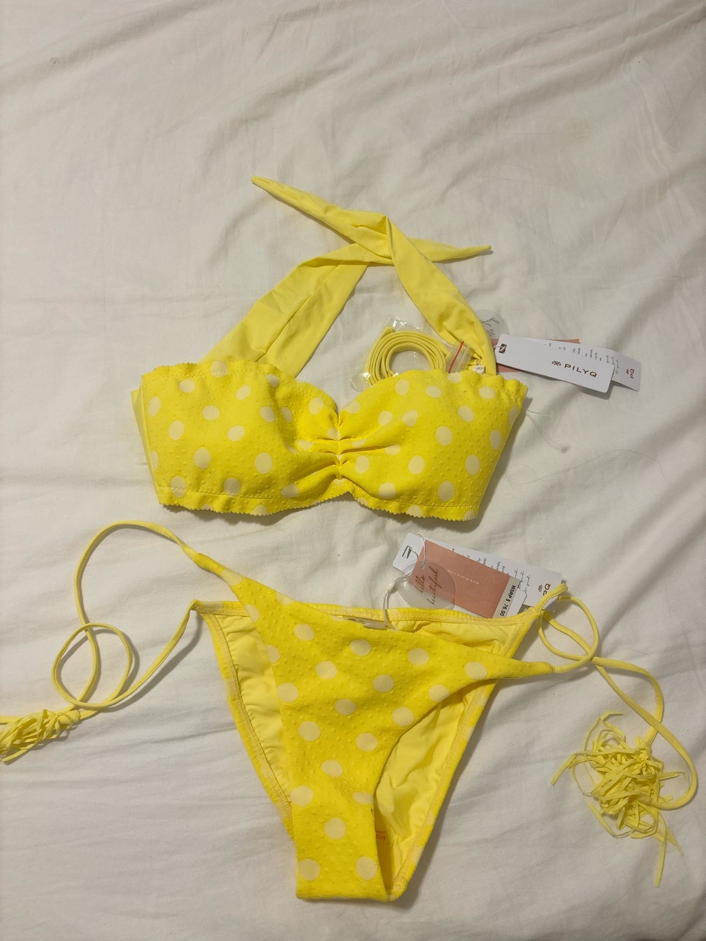 PilyQ Yellow Polka Dot Bikini Set